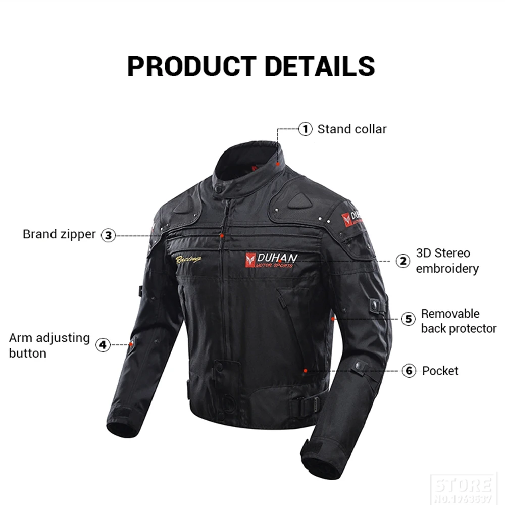 DUHAN Motorcycle Jacket Men Chaqueta Moto Motocross Jacket Windproof Motorcycle Racing Jacket With Remove Linner view 2