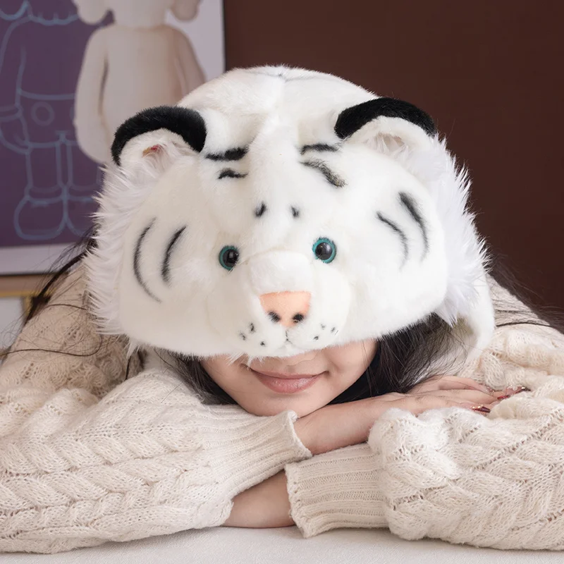Tiger Hat Soft Stuffed Plush Toys Headwear Winter Warm Hats For Gifts Plushies Animal Doll Cute Tiger Jungle Theme Photo Props