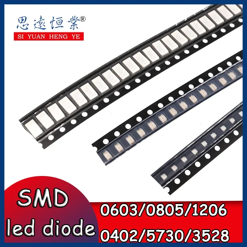 

100pcs/lot SMD LED Diodes 0603/0805/1206 Diode SMD LED Diodo Kit Green RED WARM White ICE Blue Yellow Pink Purple-UV Orange rgb