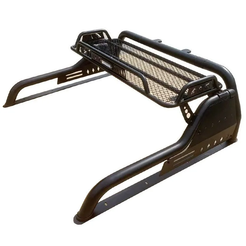 Pickup truck with basket gantry, anti-roll frame accessories