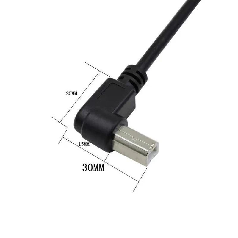 USB 2.0 Printer Cable Straight Plug 90 Degree Elbow Square Plug USB Type B Male to Type B Female Extend Wire with Panel Mount