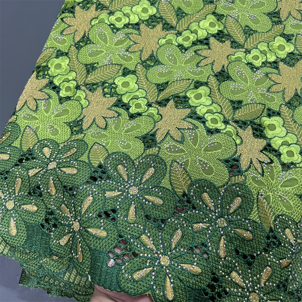 Afrikanischer nigerianischer 2025, zum Nähen von Kleidern, hochwertiger Tüll-Spitzenstoff, Damast-Baumwolle, reine Stickerei, Hochzeit, Party, 5 Yard PS0084