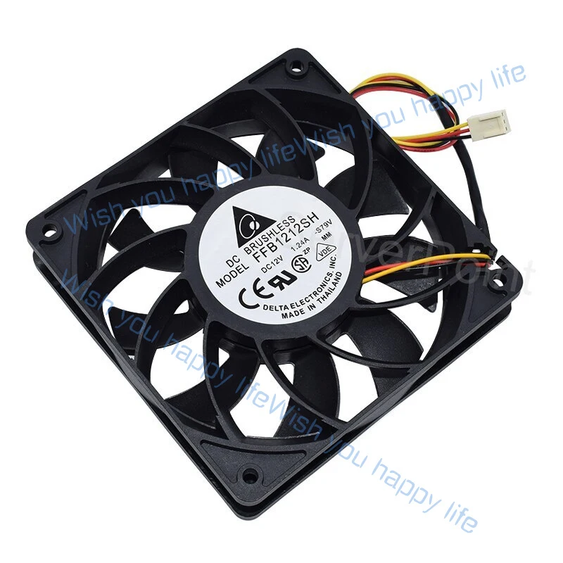 L... For Mining Server Inverter Case Fan FFB1212SH Cooling 3-Pin DC12V 1.24A 12025