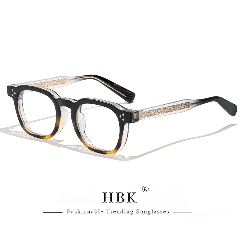 HBK Gafas cuadradas de luz plana para hombres y mujeres, gafas retro con montura TR, gafas de alta calidad, combinación minimalista, regalos ideales