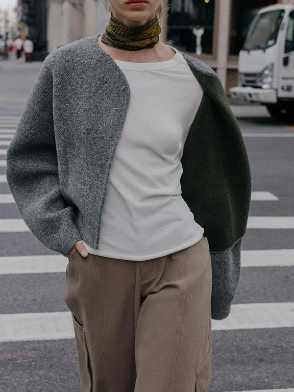 

Ele Зимнее женское вязаное пальто Long Sve, удобная двусторонняя верхняя одежда, универсальное пальто Sli ort для женщин