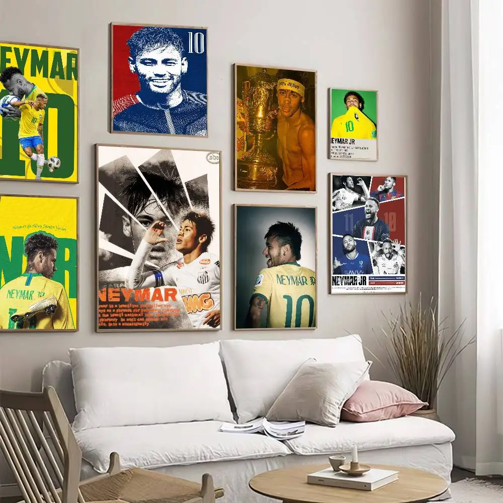 Anime-Poster, selbstklebende Whitepaper-Drucke, Poster, Kunstwerke, Kawaii-Raumdekoration, Fußball, N-Neymares Star, COOL