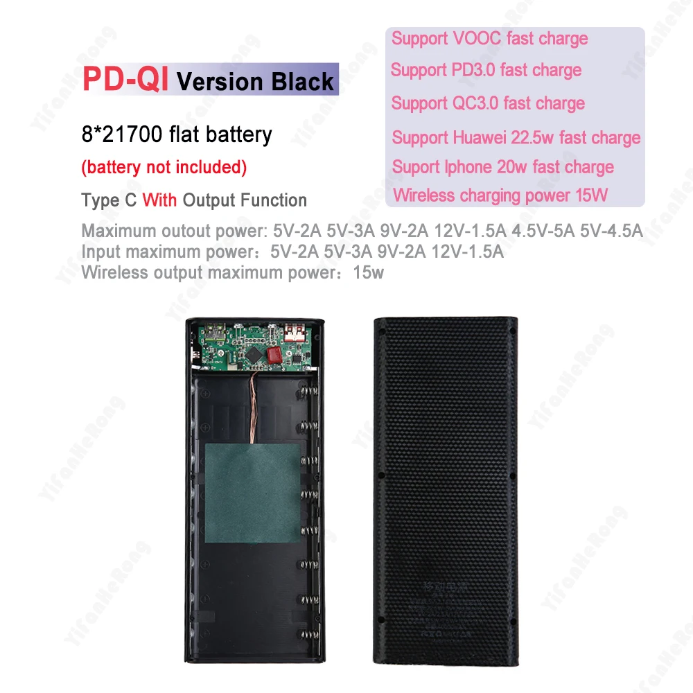 PD 22.5W USB 빠른 충전 휴대용 외부 5V DIY 8*21700 케이스 보조베터리 쉘 배터리 충전 저장 상자 손전등