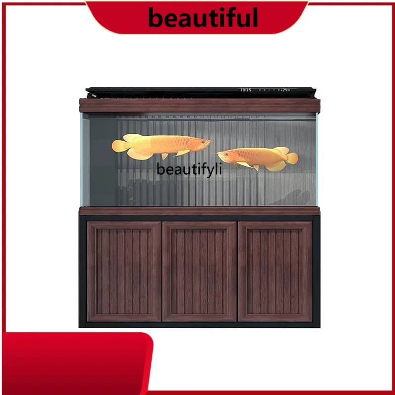 

Bottom filter fish tank, living room, large ultra-white glass bottom cabinet, lazy ecological self-circulation, no water change