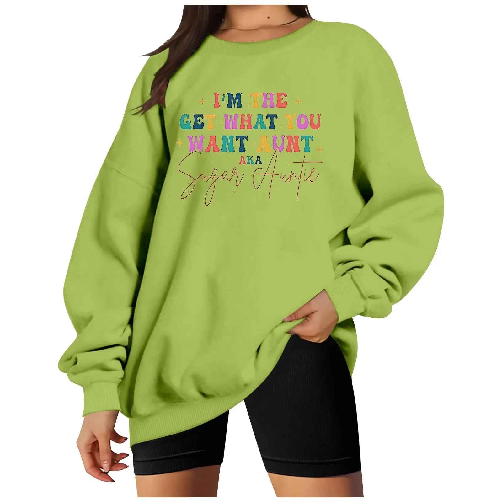 Long Sleeve Letter Print Round Neck Hoodie Women's Fashion Casual Solid Color Loose Hooded Shirt Women Blank Sweatshirt Women