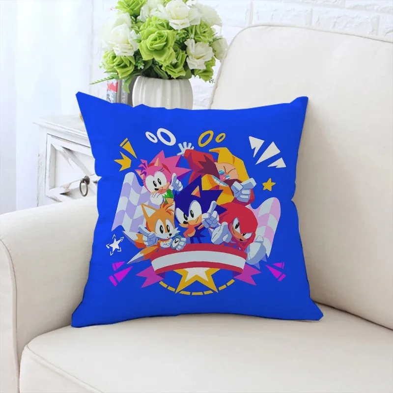 50x50ซมโซฟาปลอกหมอนการ์ตูนอนิเมะ S-Sonic ที่กำหนดเองปลอกหมอนเก้าอี้เอวพนักพิง40x40cm ของขวัญ