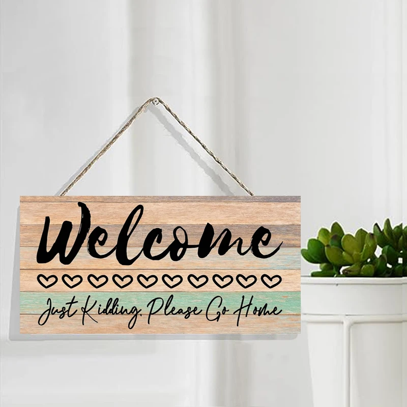 Rustic Welcome Wall Hanging Decor Wood Art Plaques Sign Door Sign for Home Living Room Decor