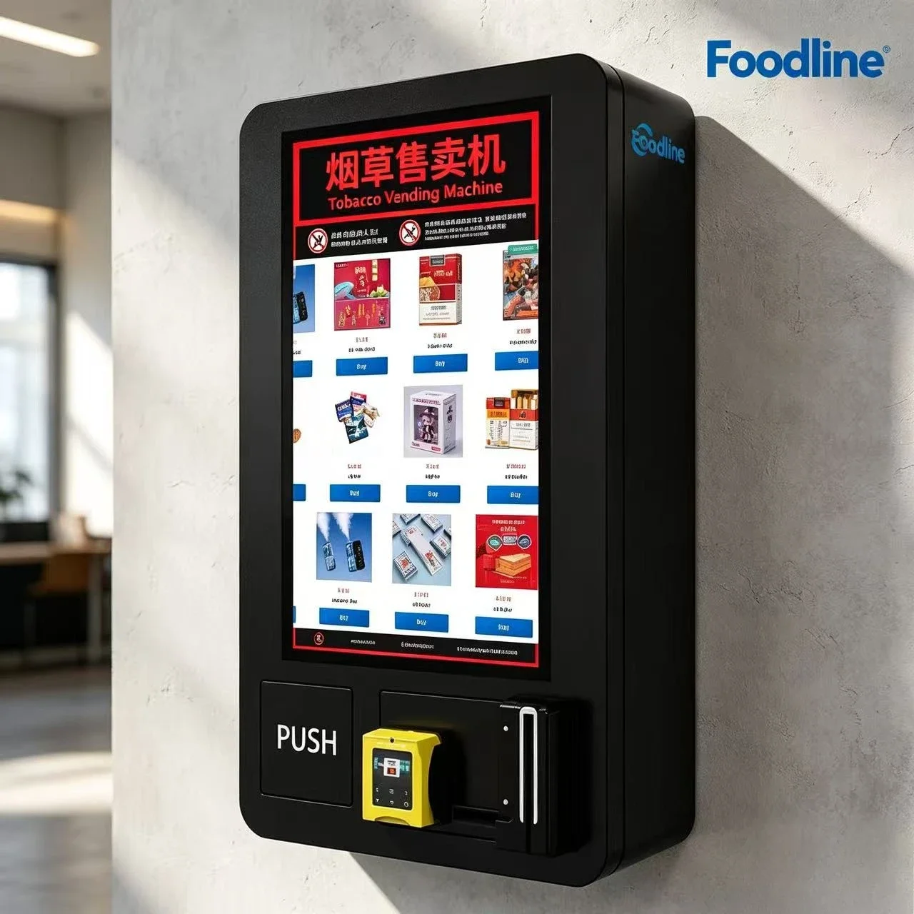 Automatic Cigarette Dispenser Wall Mounted Vending Machine Tobacco Dispenser with Age Verification ID Scanner for Bar Hotel