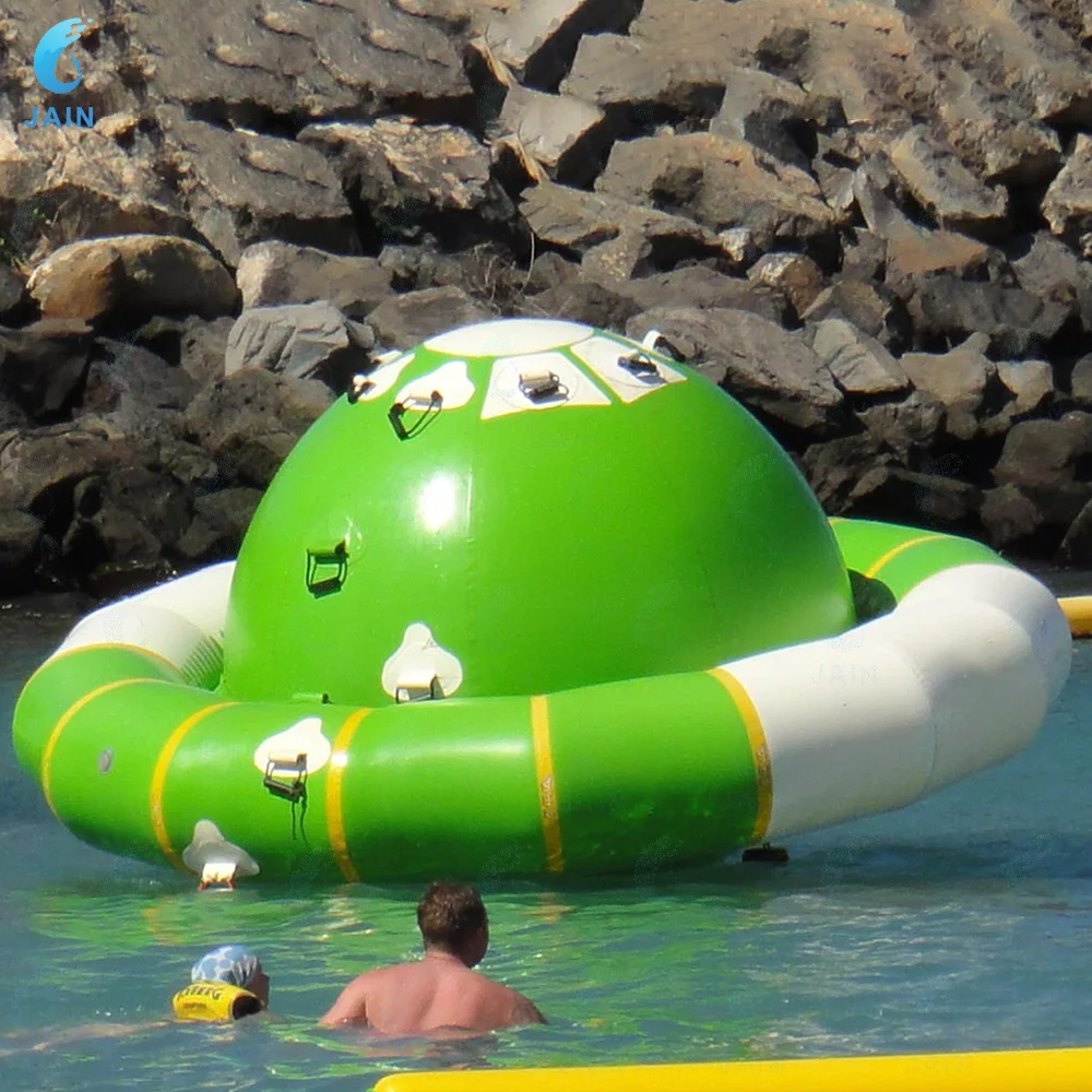 

Floating Disco UFO Inflatable Rotating Gyroscope Towable Boat PVC Multi-Person Water Toy 360° Spin for Summer Water Carnival