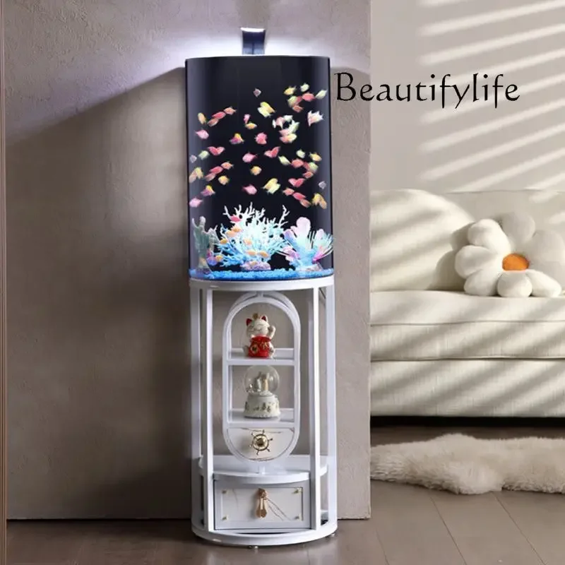 

Fish tank living room small water-free acrylic creative floor-to-ceiling household semi-circular fish tank aquarium