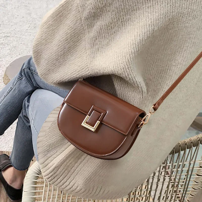 Jonlily Women Genuine Leather Shoulder Bag Female Fashion Crossbody Bag Casual Daybag Saddle Bags Handbag Daybag Purse -KG852