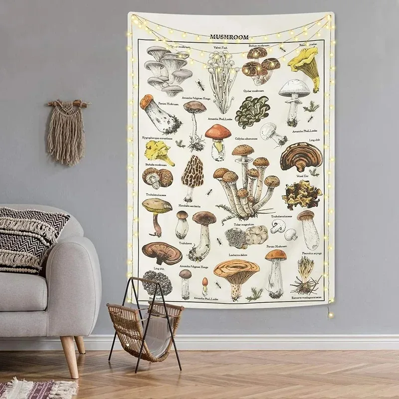Psychedelic Mushroom Tapestry | Divination Psychic | Art Home Decor | New Year | Black Friday | Live Streaming Backgrounds