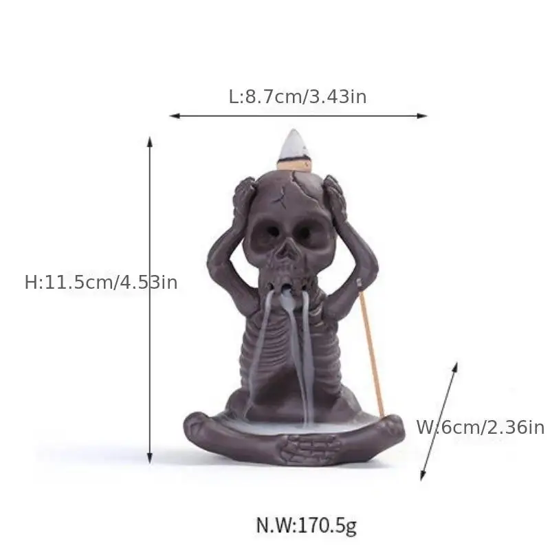 1pc Waterfall Incense Burner Halloween Skeleton Backflow Incense Burner Home Decor Creative Aromatherapy Gift (Without Incense) view 6