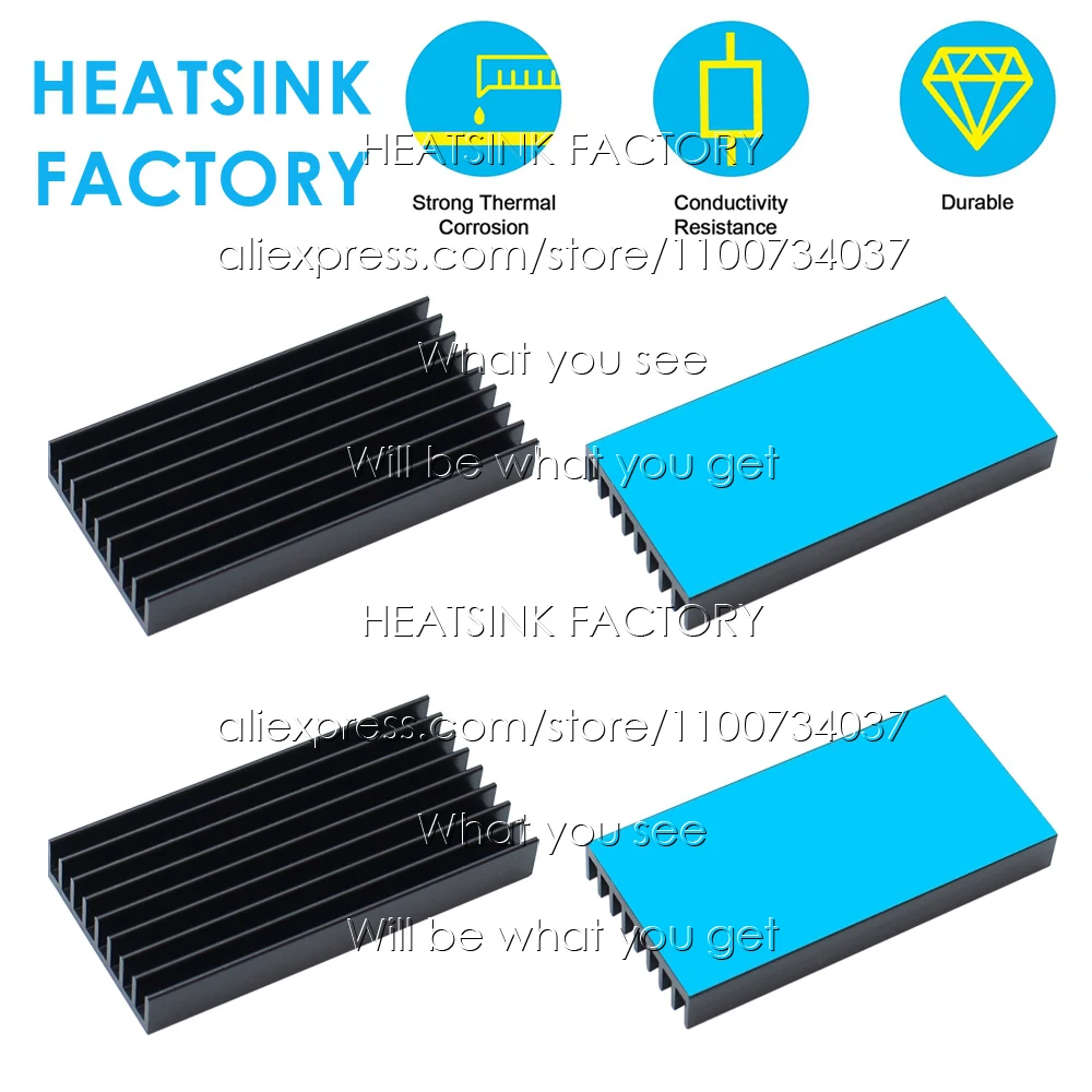 60x30x8mm Black Aluminum Heatsink Cooling Radiator for Electronic IC Chip MOS RAM AMD CPU LED Cooler Heat Dissipation