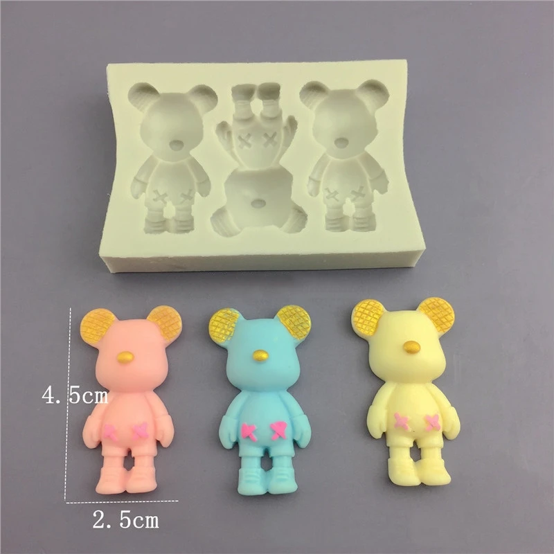 Aomily 3 Styles Bow Tie Crown Gentleman Bear Shaped Silicone Molds Fondant Cake Mold Sugar Craft Chocolate Ice Block Soap Mould