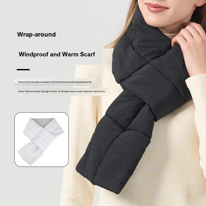 Cold Resistant Down Filled Scarf Portable Warm Color Neck Protective for Men Women Outdoor Autumn Winter Cold Prevention
