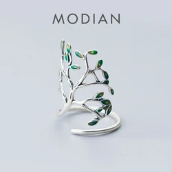 Modian Hyperbole Plant Finger Ring for Women Real 925 Sterling Silver Tree Branch Leaves Adjustable Ring Fine Jewelry 2025 New