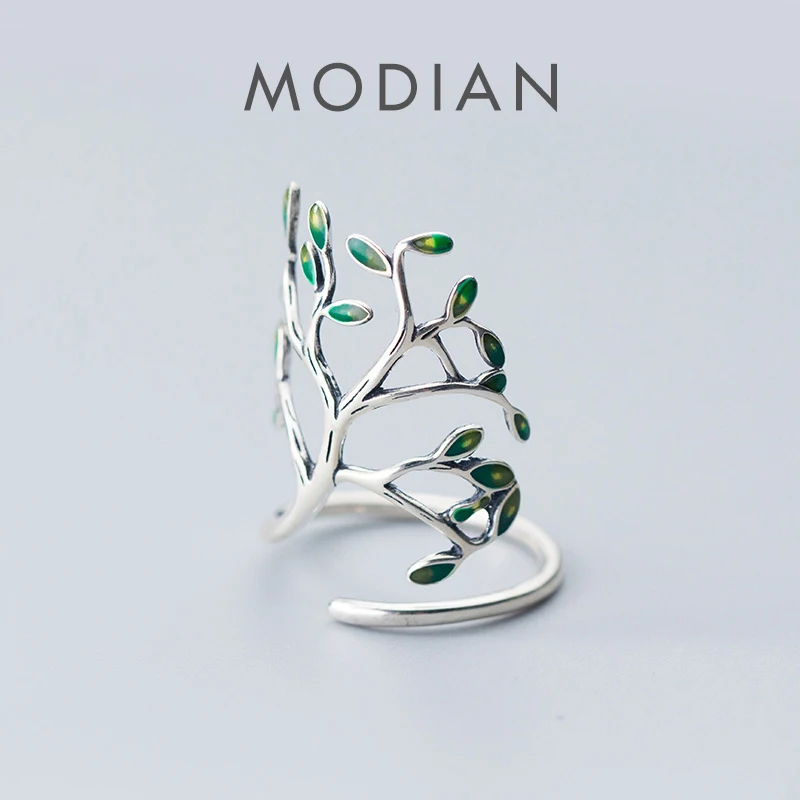 Modian Hyperbole Plant Finger Ring for Women Real 925 Sterling Silver Tree Branch Leaves Adjustable Ring Fine Jewelry 2025 New