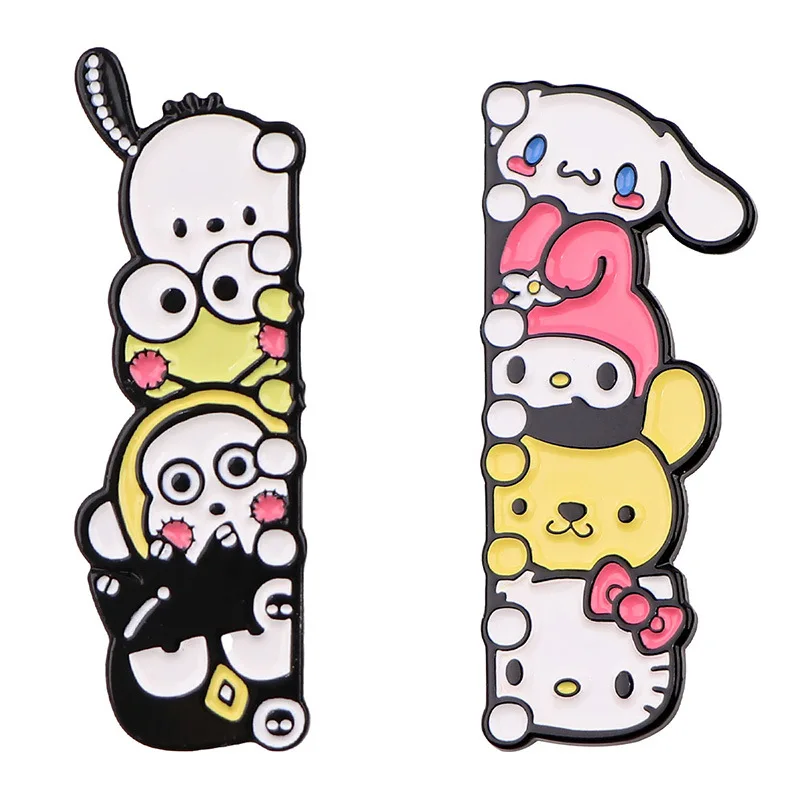 

2pcs Hot Sanrio Hellokitty Vertical Brooch Cat Frog Badge Cartoon Movie Accessories Clothing Backpack Accessories Alloy Pin