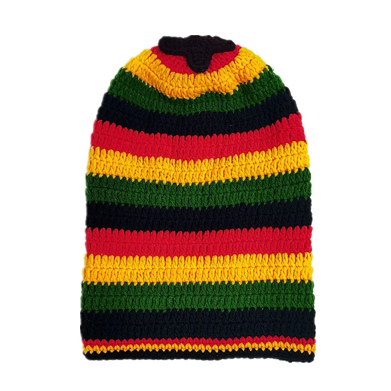 الشتاء موضة محبوك الهيب هوب بوب مارلي الجامايكي الراستا الريغي متعدد الألوان مخطط قبعات صغيرة للرجال النساء للجنسين