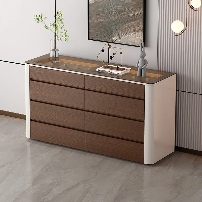 

Modern retro smart storage compartment with lamp jewelry cabinet bedroom bedside storage cabinet