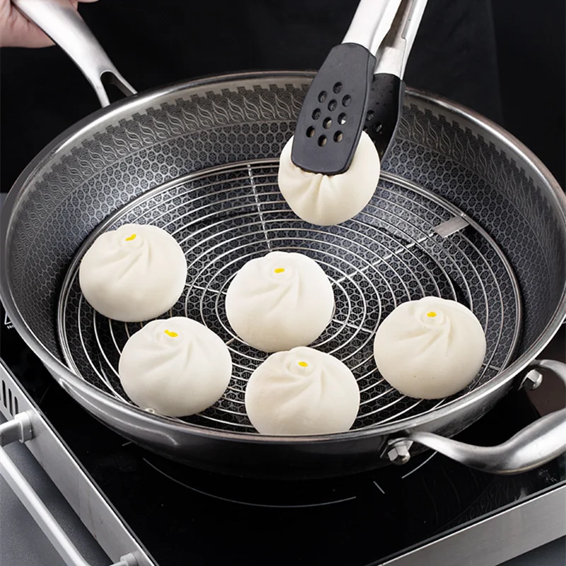 Thicken Round Stainless Steel Steaming Rack Steamer Grid for Dumplings Food Water-Insulated Shelf Kitchen Cooking Accessories