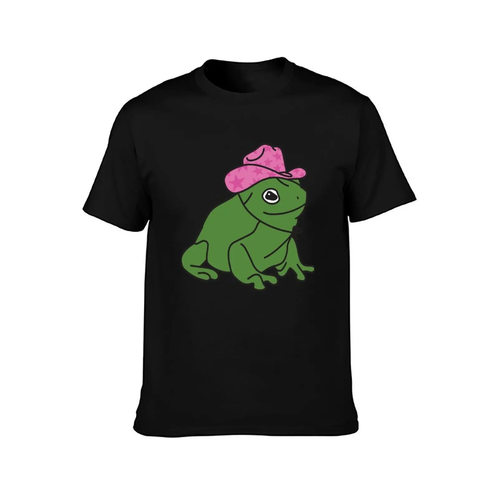 Frog With A Pink Cowboy Hat T-Shirt Plus Size Gym Sports T-Shirt