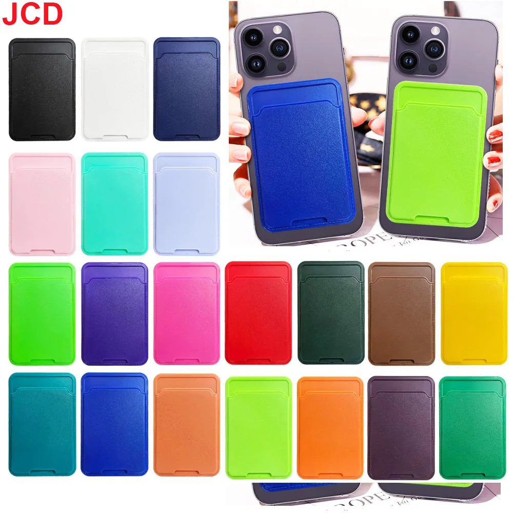 

JCD 2pcs Phone Wallet Case Card Holder Self-Adhesive Silicone Pocket Stick ID Bank Credit Card Storage Card Holder Bag Accessory