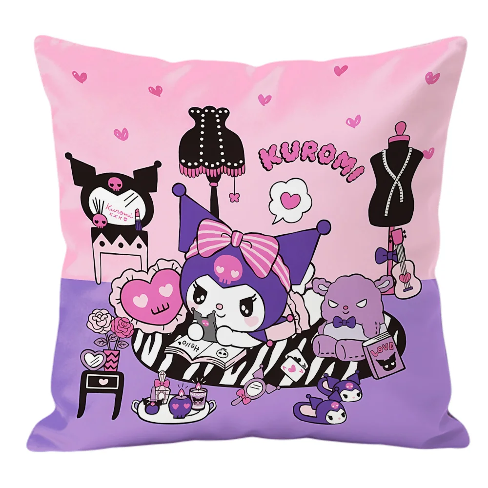 Kuromi Double Sided Print Decorative Pillowcase Cushion Cover 40x40 45x45 30x30 for Sofa Bedroom Home Decor Cool Room Stuff