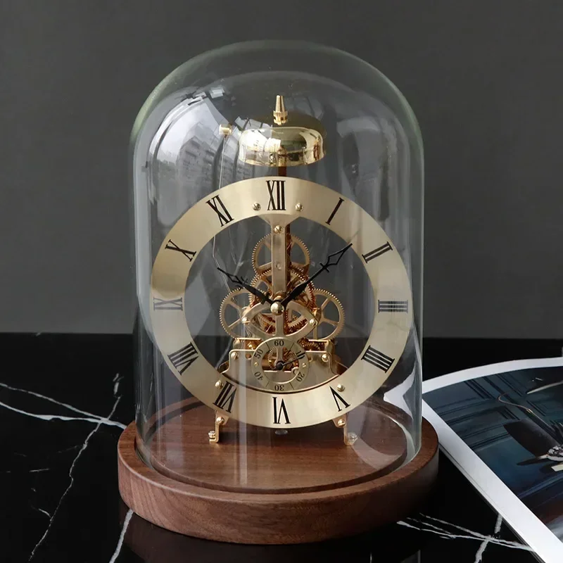 Luxury Vintage Desktop Table Clock, Silent Golden Metal Desk Clock for Bedroom Home Decor