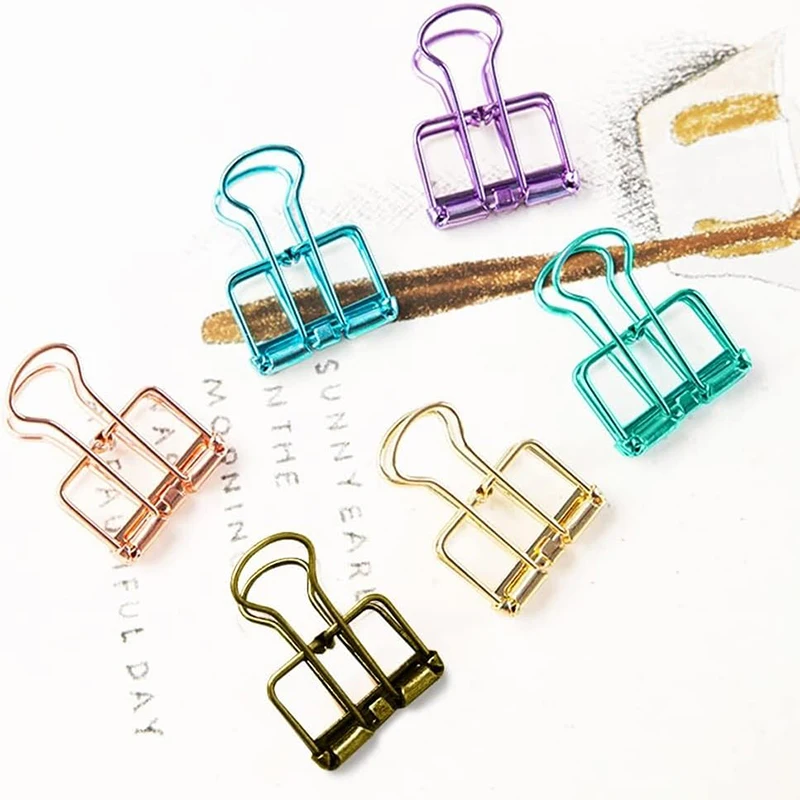 10Pcs Mini Paper Clip Black Sliver Binder Clips Page Holder Office Study Binder Clips Photo Clamp Office School Desk Organizer