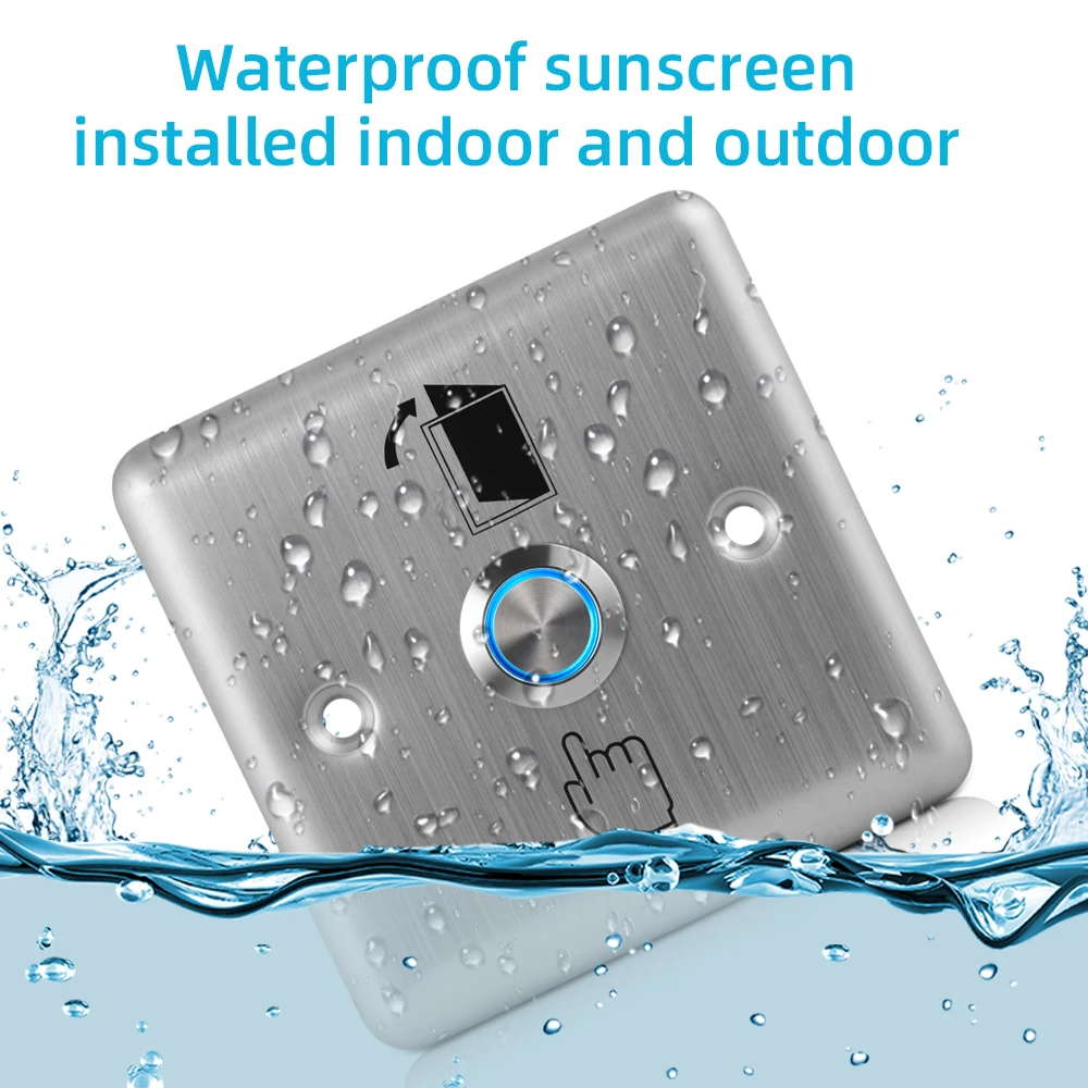 IP65 Waterproof Stainless Steel Exit Button - LED Backlit Door Release Switch with Access Control & Alarm System Integration
