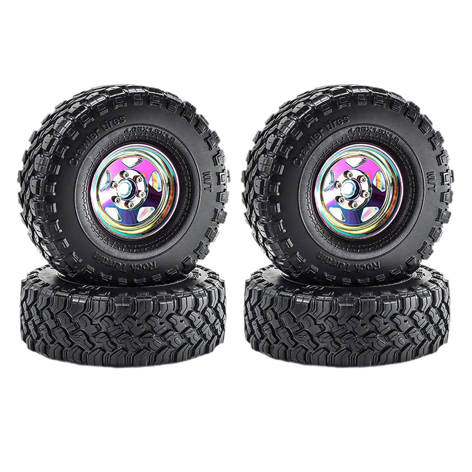 4Pcs RC Car Wheels and Tires RC Modification 1.9 inch Tires RC Tires with Wheel Rim for TRX4 90046 SCX10 1/10 RC Accessories