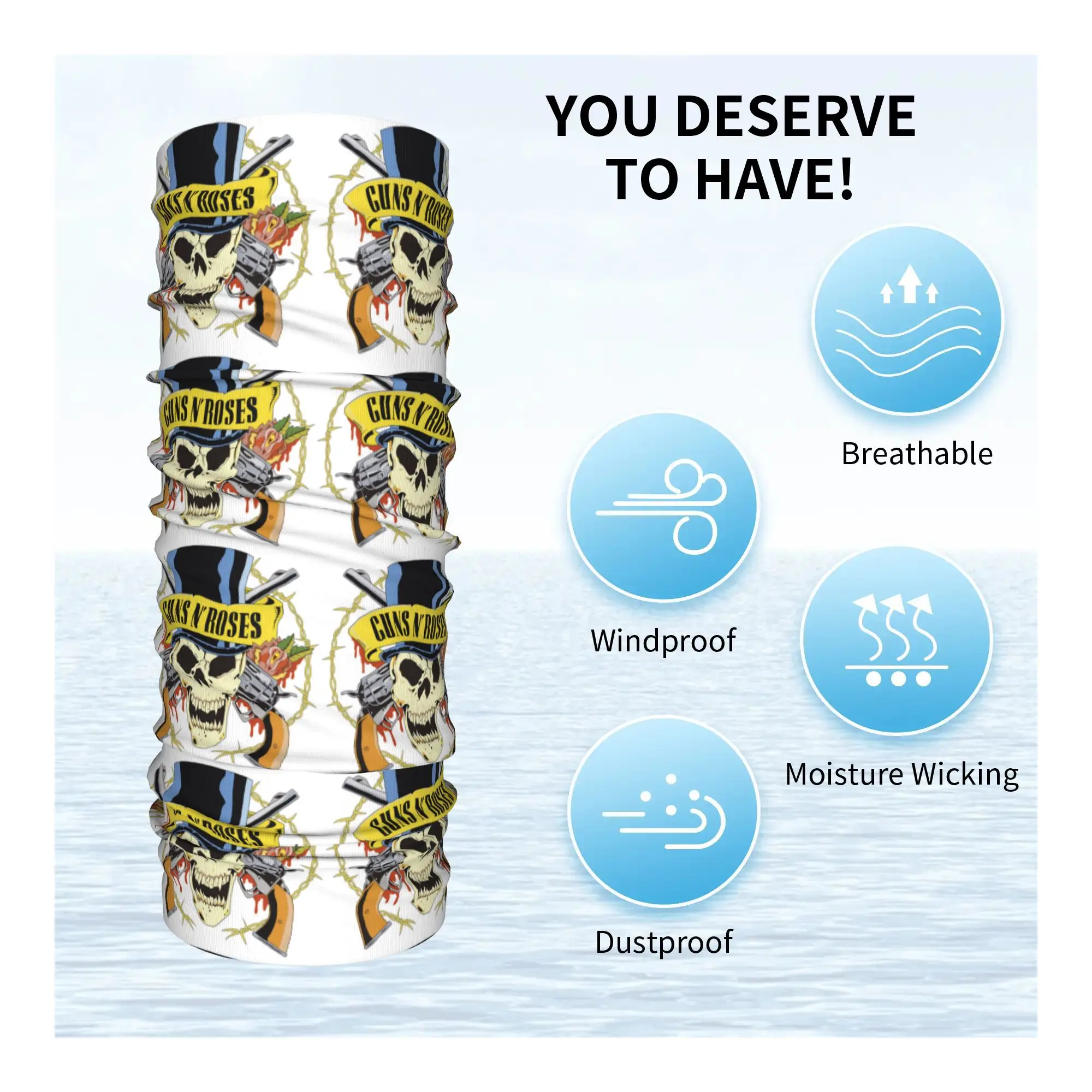 Guns n rose heavy metal steampunk música bandana pescoço gaiter impresso envoltório máscara cachecol multi-uso balaclava equitação para homens