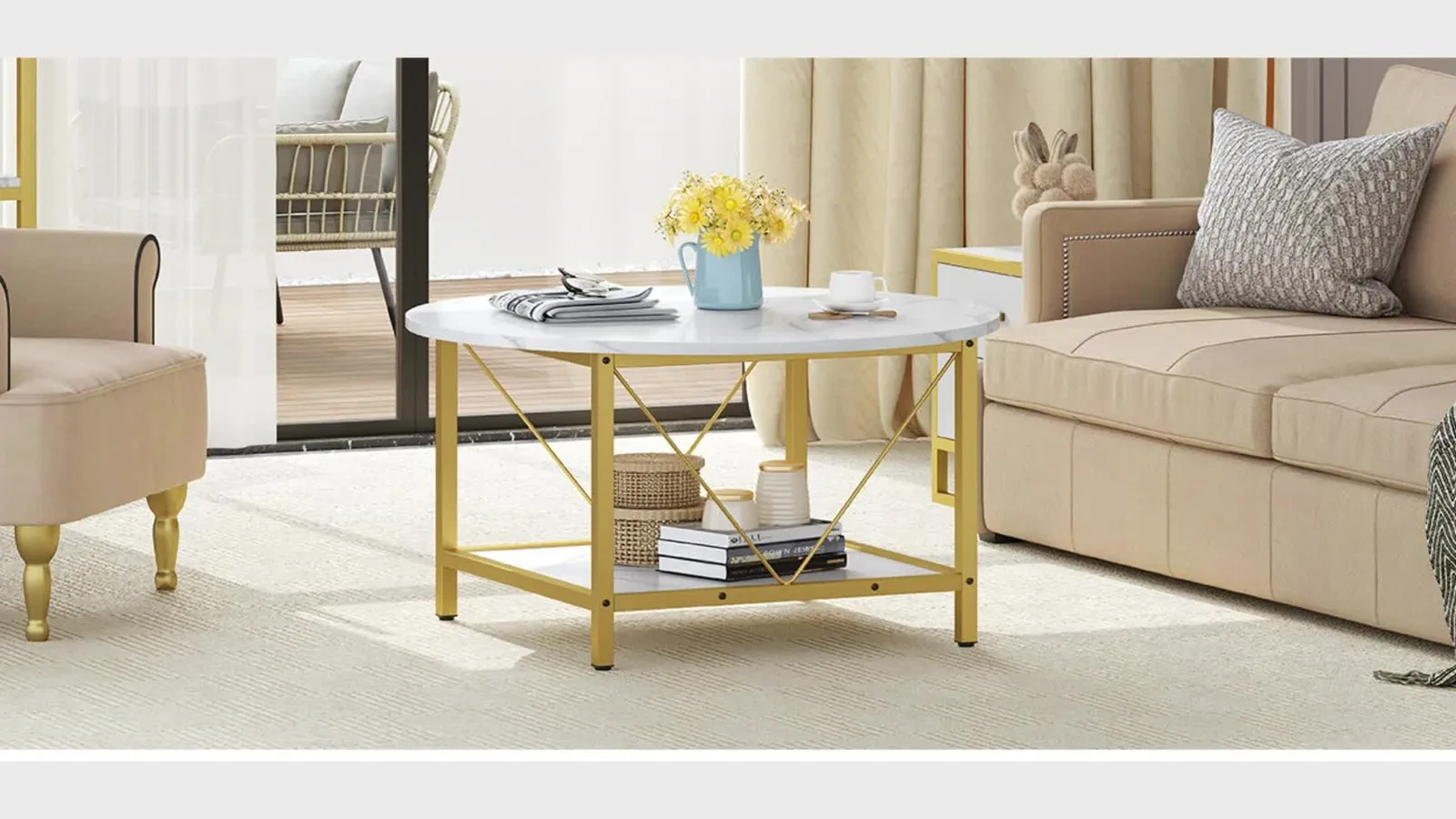 طاولات المقهى طاولة قهوة مستديرة مع رف تخزين لغرفة المعيشة والمكتب والمنزل بتصميم حديث لتوفير المساحة #3