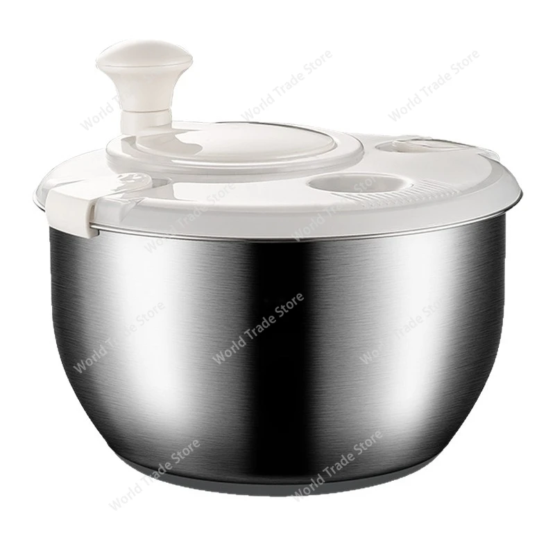 

Salad Spinner Stainless Steel Large Vegetable Washer with PP Lid for Fruit Washer Pasta & Fries Spinner Salad Dryer