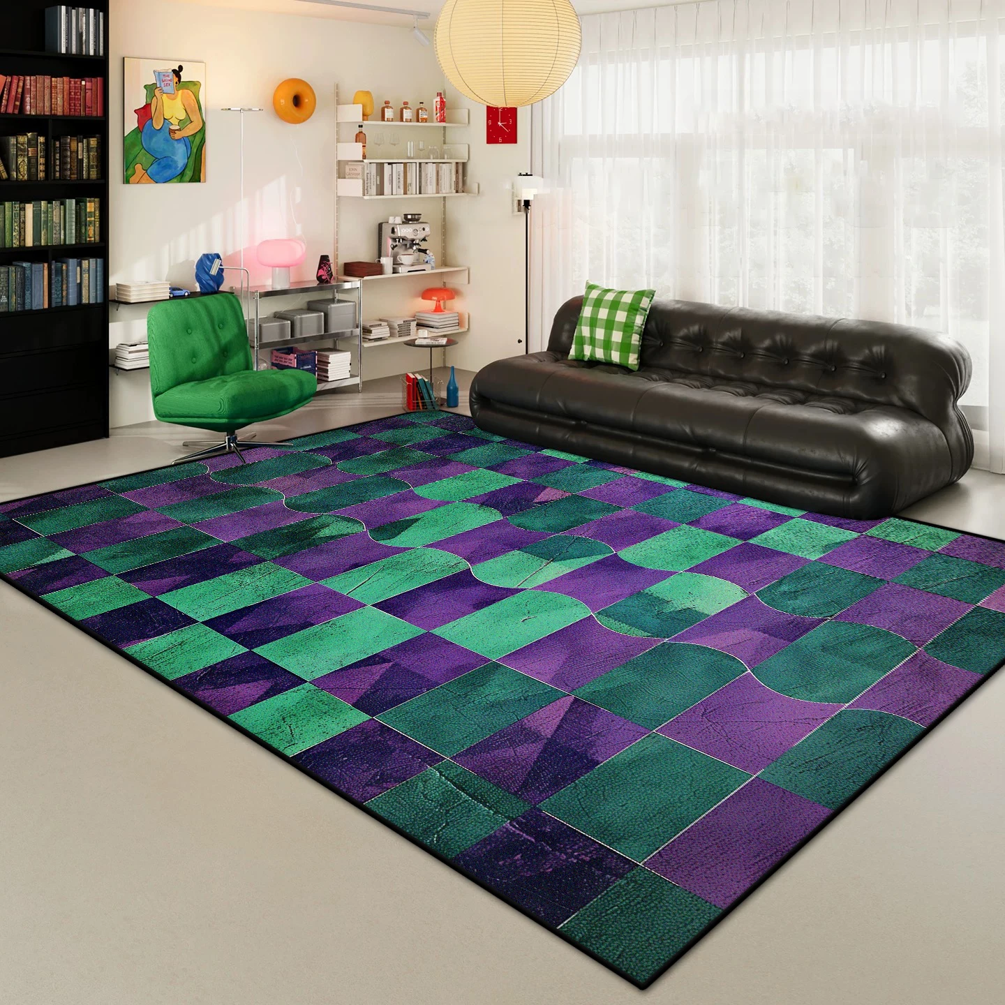 الموضة تصميم هندسي سجادة غرفة معيشة ديكور المنزل الحديثة منطقة كبيرة السجاد صالة غرفة نوم قابل للغسل عدم الانزلاق الكلمة حصيرة #6
