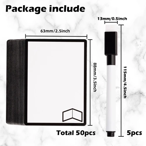 Imagen 2 del producto 50 piezas de fichas MTG reutilizables de borrado en seco con marcador, tarjetas proxy MTG de doble cara para MTG, accesorios de juegos de cartas en blanco DIY DND