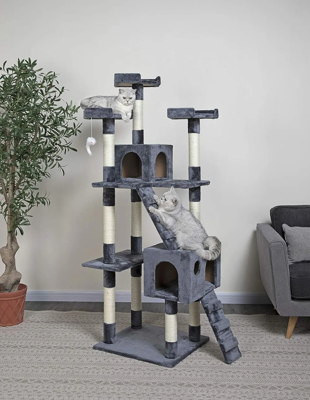 Imagem -05 - Árvore de Gato Extra Grande Alta Kitty Tower Condo Casa para Grandes Gatos Internos Jogar Scratch Hide Mobília de Escalada 72