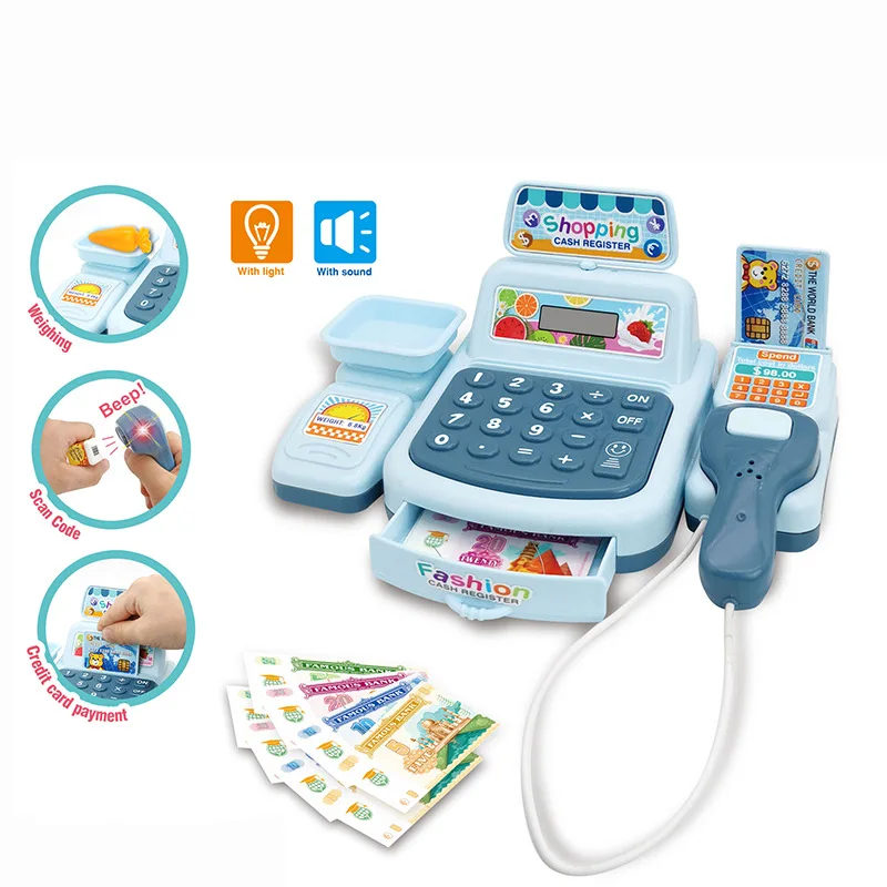 Simulation Shopping Cash Playhouse Toy Electronic Game Lighting And Sound Effects Supermarket Cashier Toys Educational Baby Toy