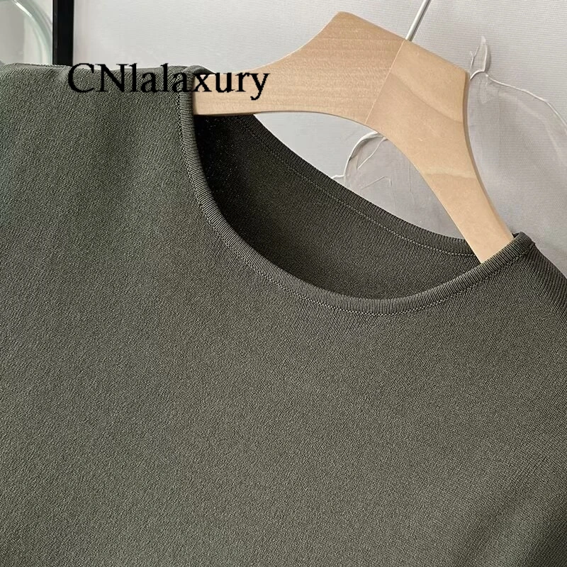 CNlaalxury donna 2024 primavera estate nuova moda abito lavorato a maglia Chic girocollo Slim senza maniche abito Casual Vestidos Mujer