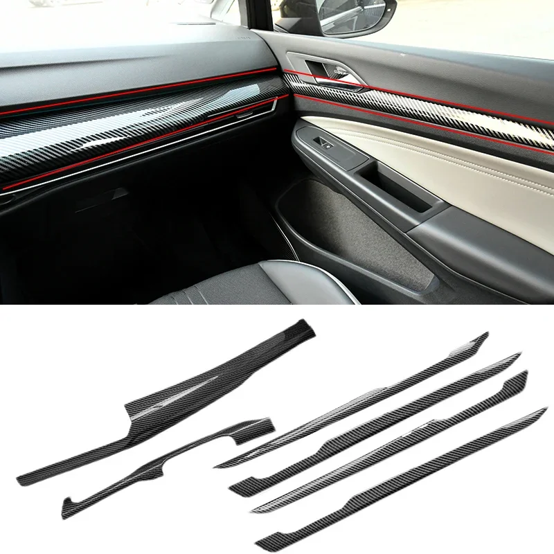 Car Interior Carbon Fiber Sticker Door Handles Center Console Cover Interior Trim for Vw Golf 8 R MK8 2021 2022 2023 2024 2025