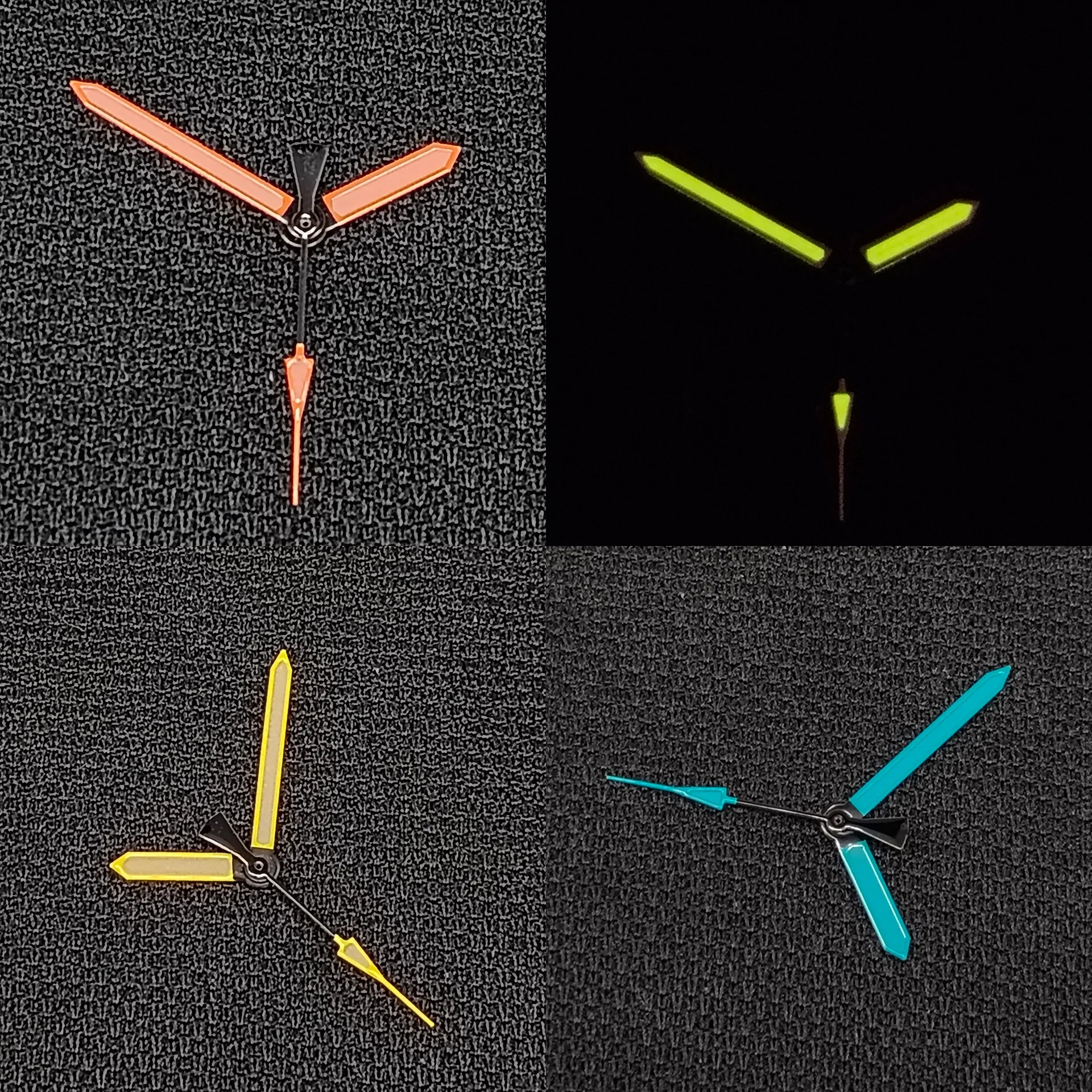 Green/ Yellow/ Blue 3 Pins Watch Pointers with Green Luminous Fashionable Men's Wristwatch Replacement for Nh35 Nh36 Movement