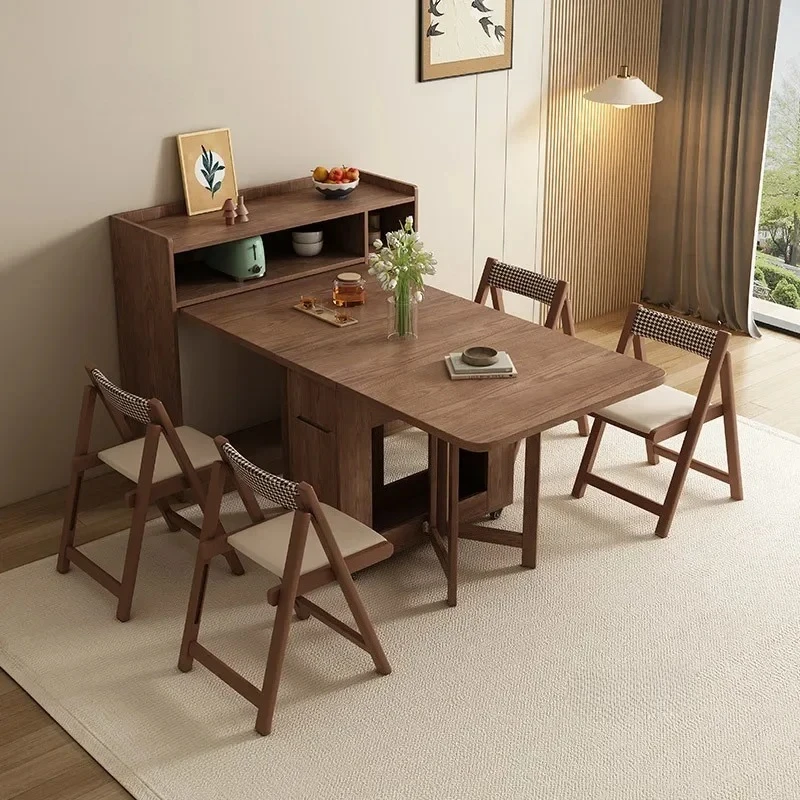 Nordic Modern Solid Wood Dining Table Home Furniture Folding Dining Table Small Apartment Space Saving Movable Dining Table p