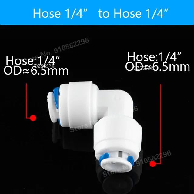 RO Water Hose Connection Straight Elbow Tee Cross 1/4\