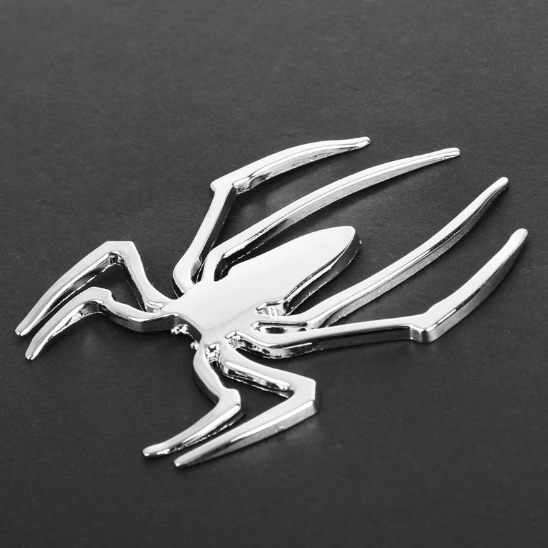 QM 3D Car Sticker HOT Universal Metal Spider Emblem Chrome Motor Decal Ornament